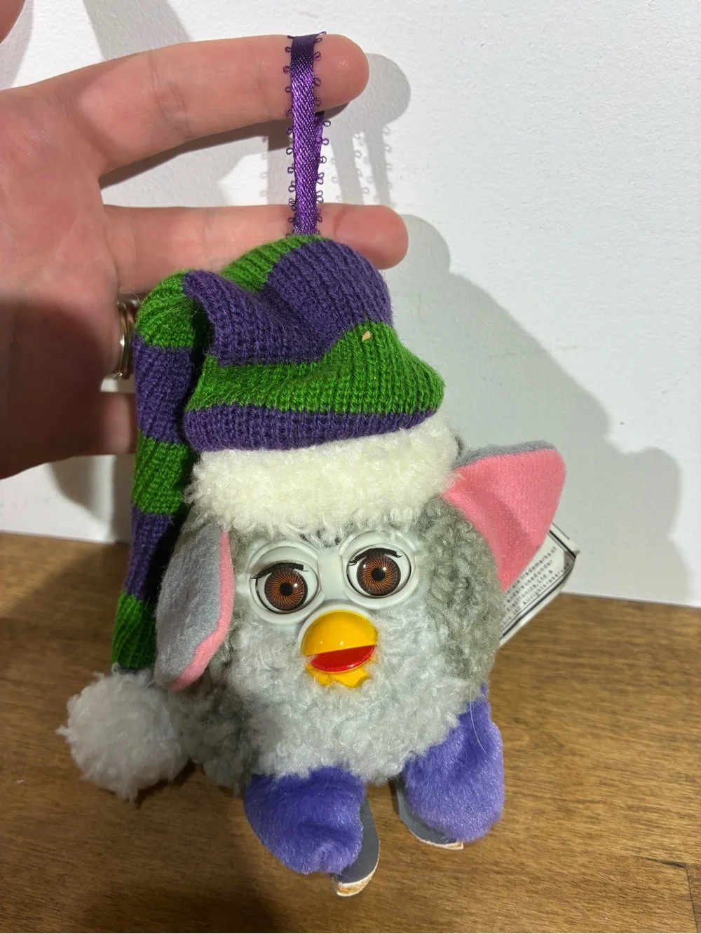 Vintage 1999 Furby Christmas Ornament Tiger Electronics Purple Green Jester